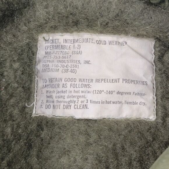 Vintage 60s-70s Vietnam Era A2 Cold Weather Deck Jacket Medium Alpha Industries - Picture 3 of 9